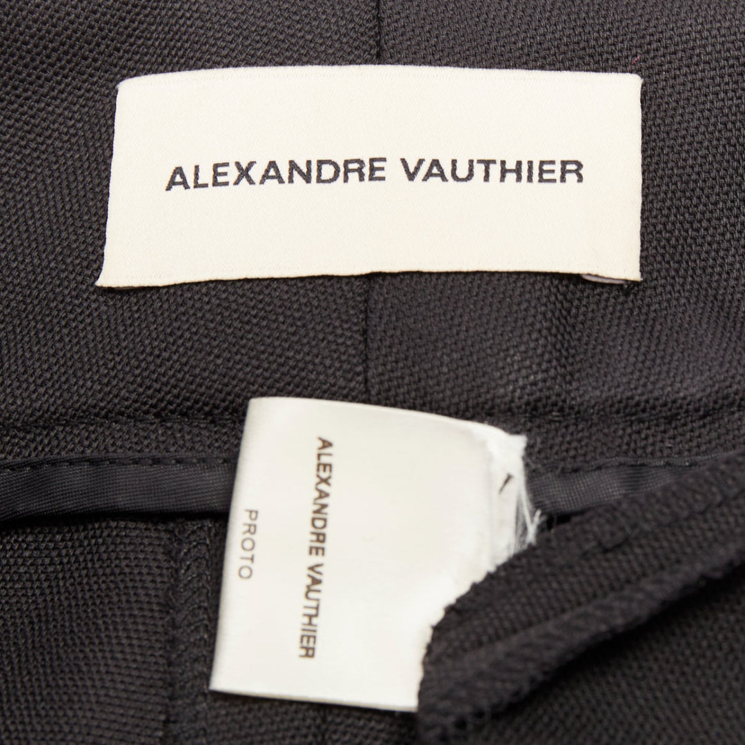 ALEXANDRE VAUTHIER black wool blend high waisted slim leg cropped pants