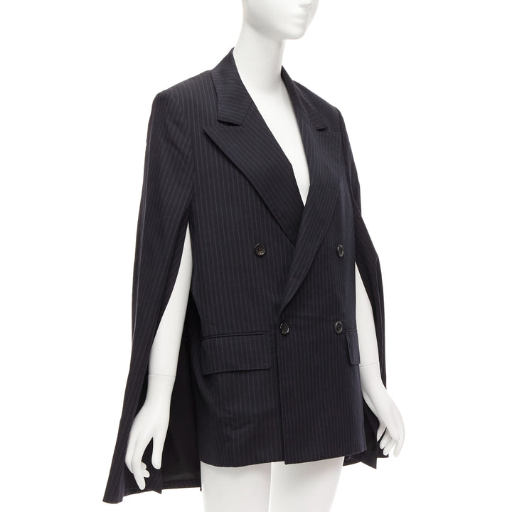 JUNYA WATANABE 2018 grey pinstripe wool blend cape sleeve boxy blazer S