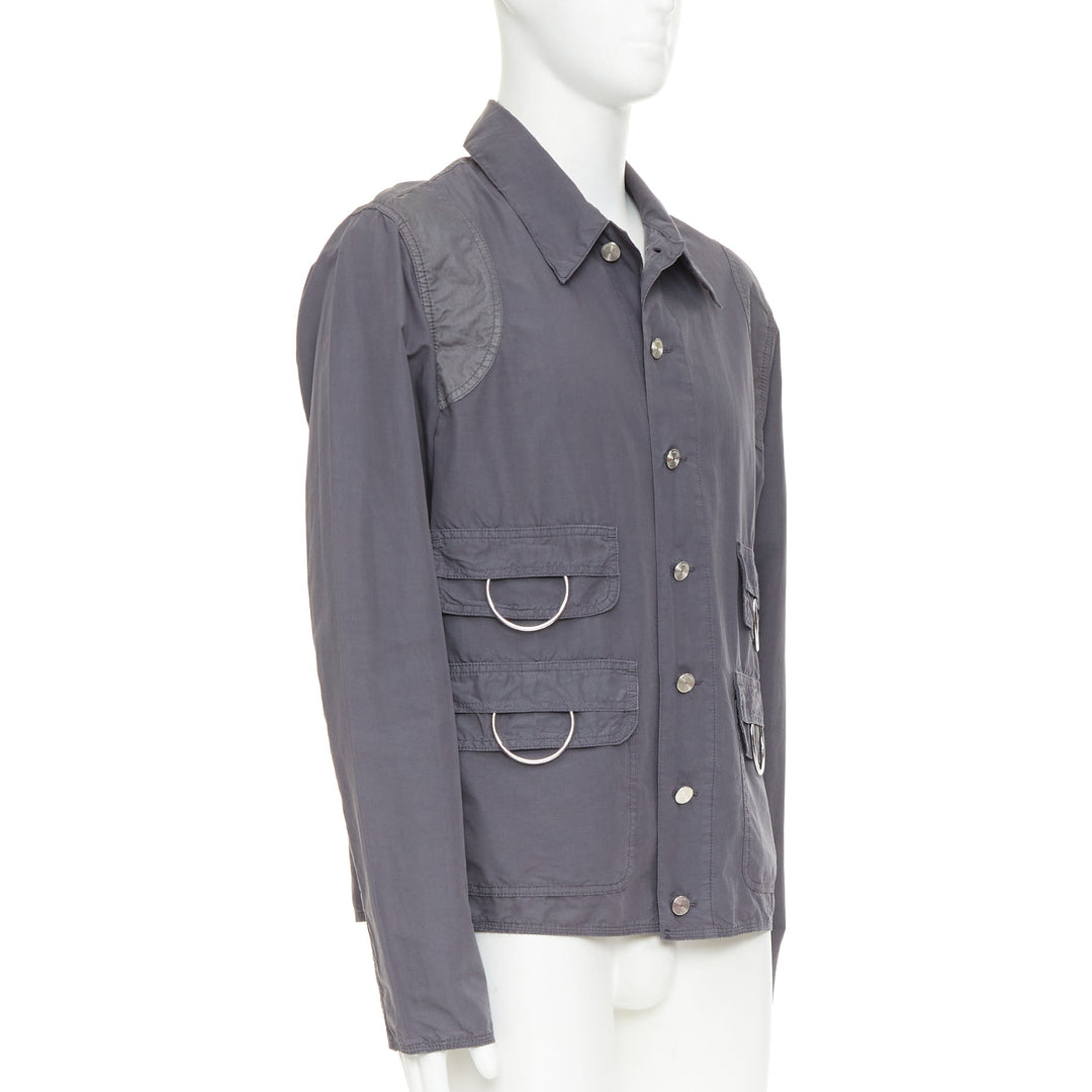 NAMACHEKO 2022 Lupon grey cotton linen silver D-ring utilitarian shirt jacket L