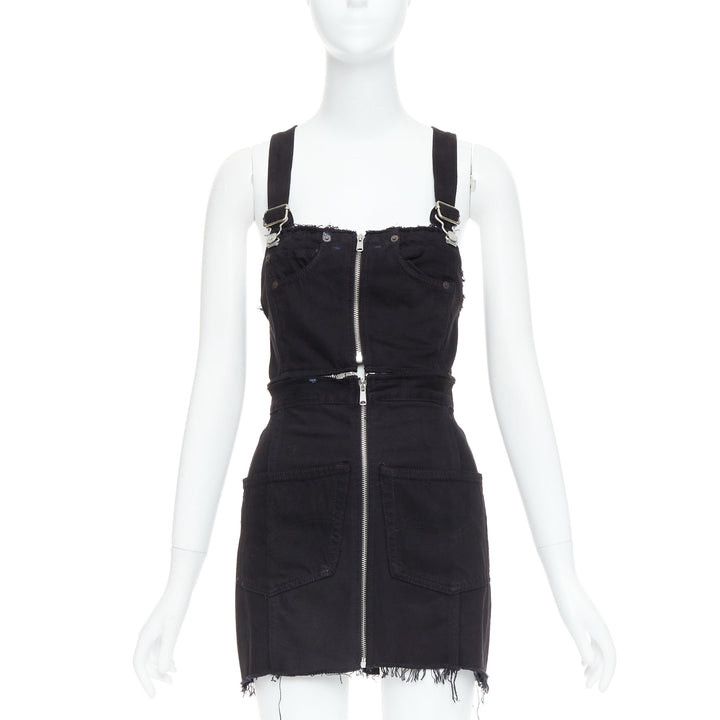 REDONE LEVI'S black cotton recontructed zipper pocketed dress XS