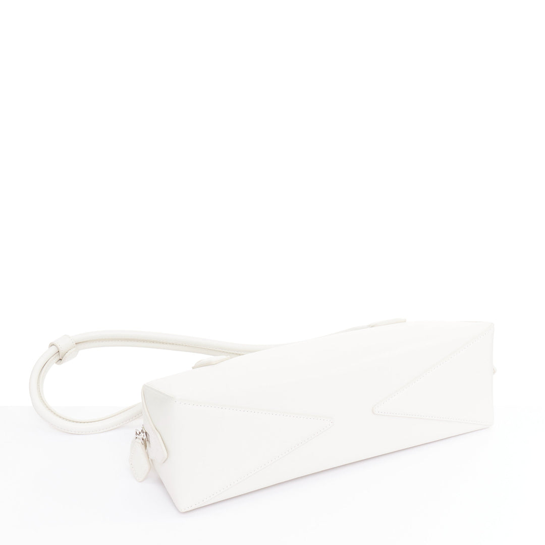 ALAIA Le Teckel Medium off white goat leather long handle east west shoulder bag