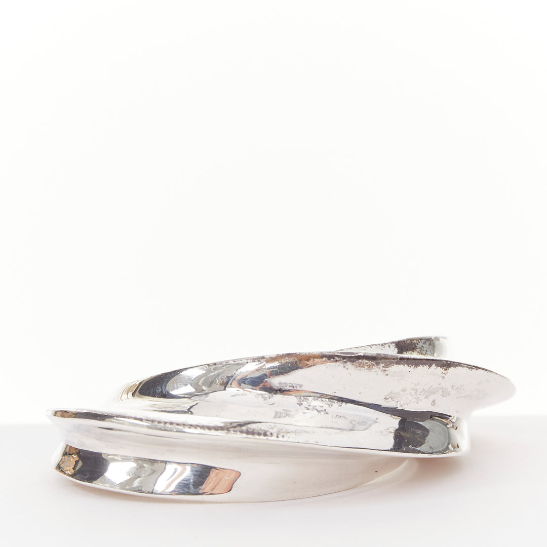 rare PATRICIA VON MUSULIN 1990s Modernism Wave asymmetric 925 silver bangle cuff