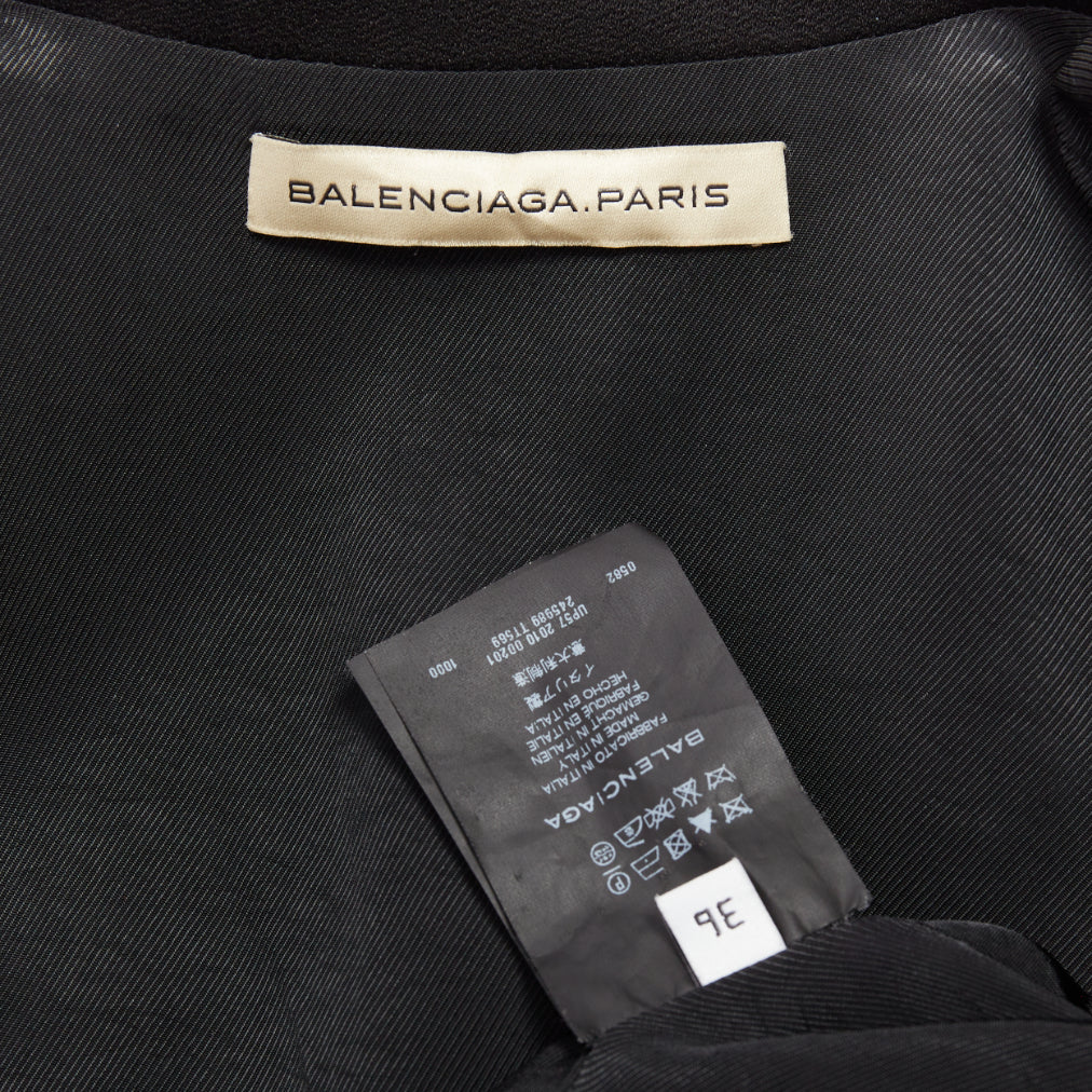 BALENCIAGA Vintage 2010 black satin trim fitted blazer jacket FR36 S