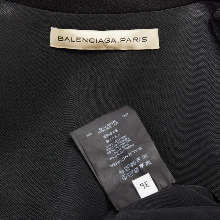 BALENCIAGA Vintage 2010 black satin trim fitted blazer jacket FR36 S