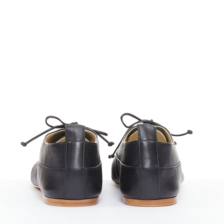 CELINE Lise Triomphe Richelieu black smooth perforated flat sole loafers EU39