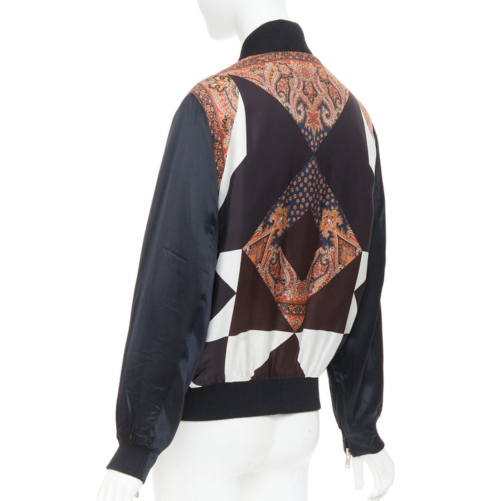 GIVENCHY 2013 silk Teddy black paisley scarf geometric bomber jacket FR38 M