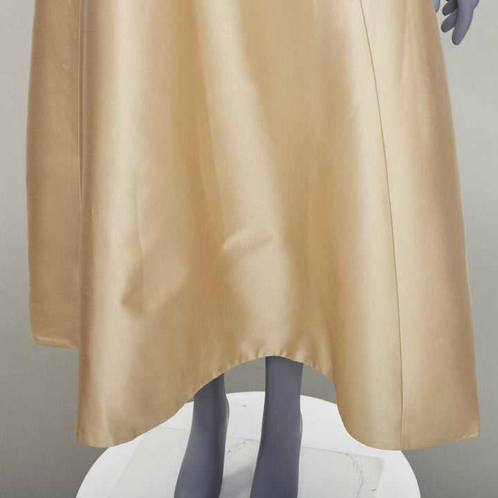 GABRIELA HEARST Herve champagne gold wool silk geometric dart dress IT36 XXS