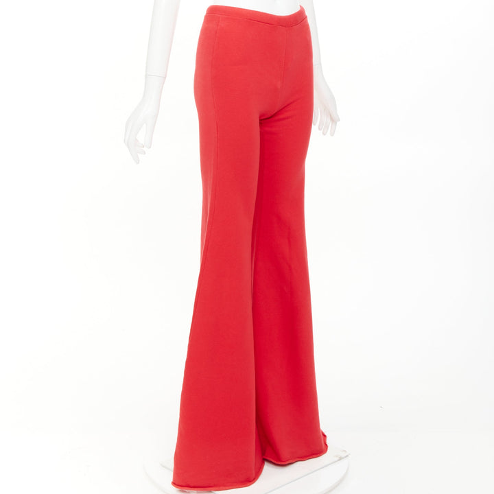 VETEMENTS Demna 2019 red cotton embroidered logo wide flared sweat pants XS