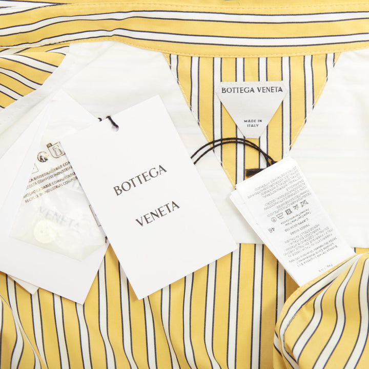 BOTTEGA VENETA Outline yellow striped cotton poplin oversized boxy shirt IT46 S