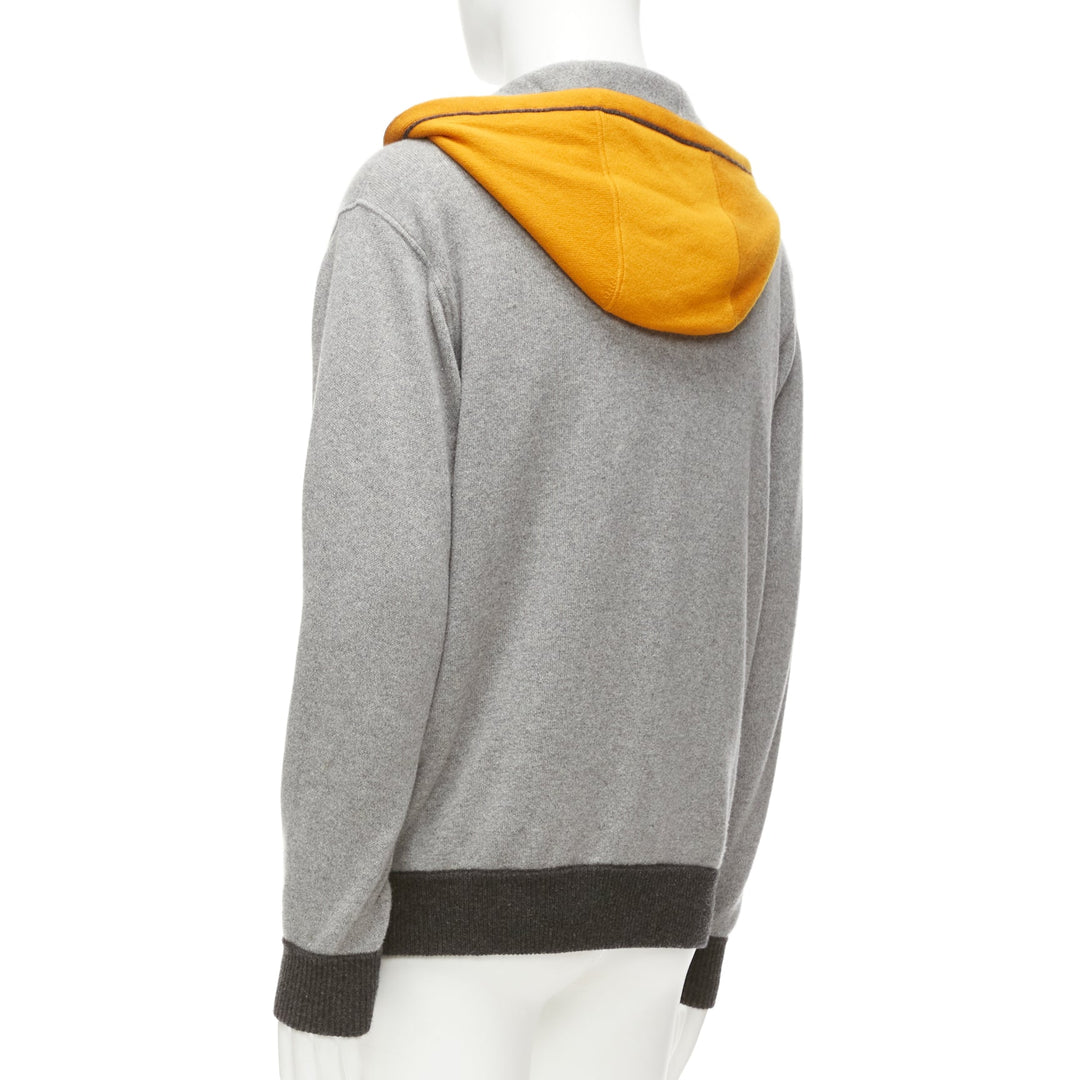 LORO PIANA 100% baby cashmere grey tiger print reversible hoodie zip up M