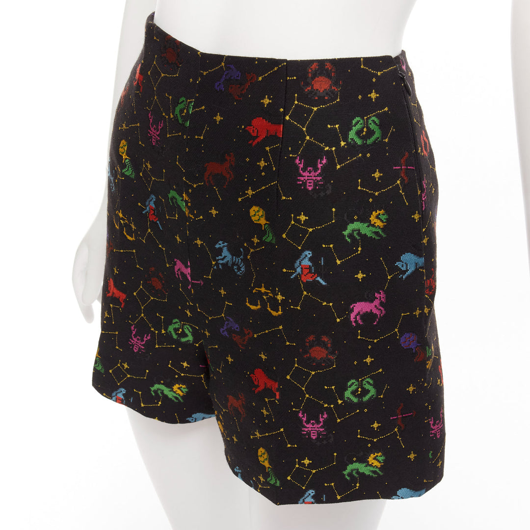 DIOR Lucky Dior black colorful astrology jacquard high waisted shorts FR32 XXS