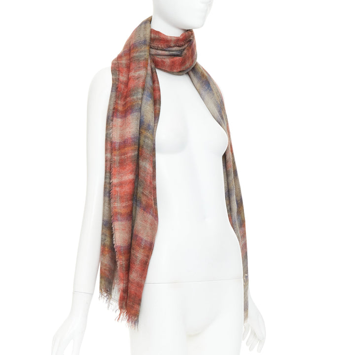 CHANEL 2013 Paris-Edinburg Metiers d'Art red tartan mohair fringed scarf