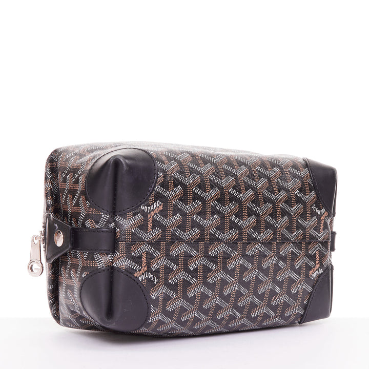 GOYARD Boeing 25 navy blue Goyardine canvas silver hardware toiletry pouch bag