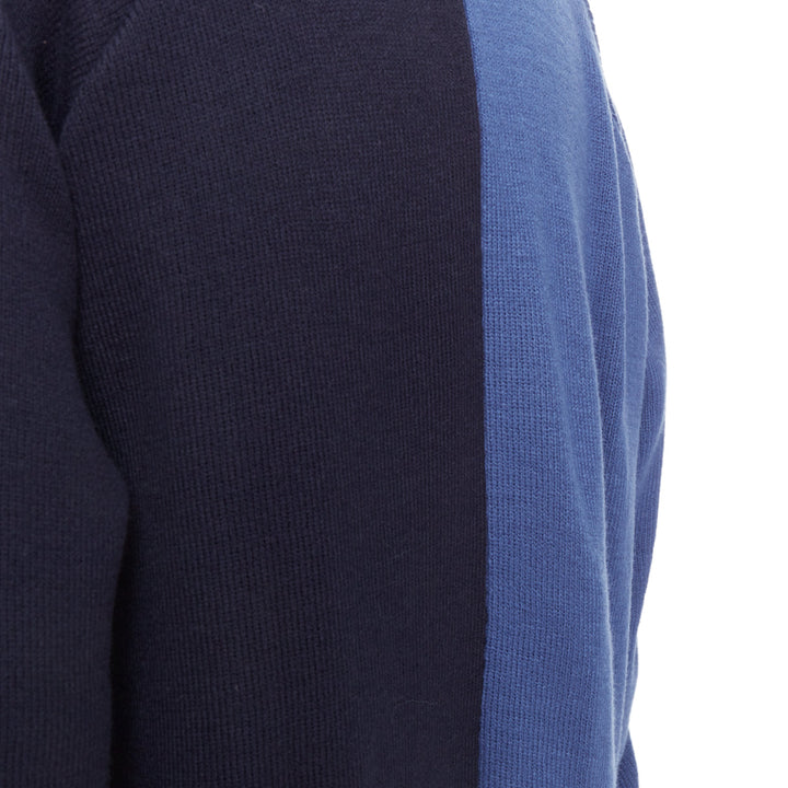 COMME DES GARCONS SHIRT navy blue two-tone button cardigan sweater XL