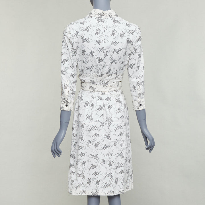 BOTTEGA VENETA cream cotton floral print wrap belted shirt dress IT38 XS
