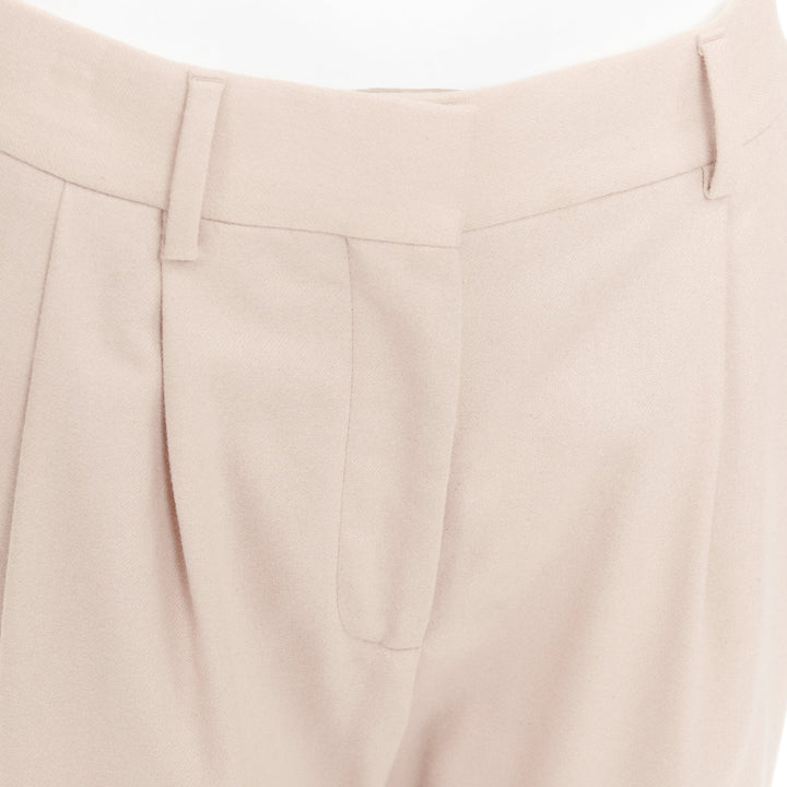 BLAZE MILANO camel virgin wool Signature curved pocket pleat front pants US2 S