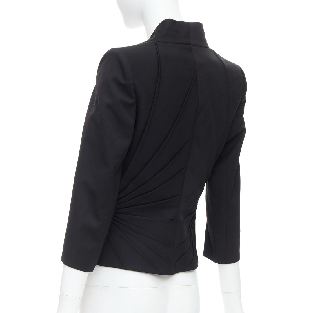 ALEXANDER MCQUEEN 2003 black virgin wool contour pleated dart blazer IT38 XS