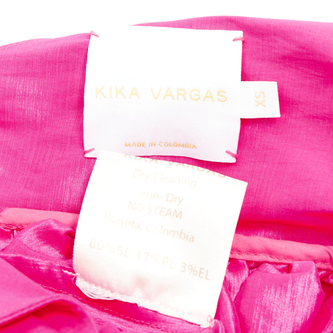 KIKA VARGAS Sue fuchsia pink silk blend bow shoulder babydoll dress XS