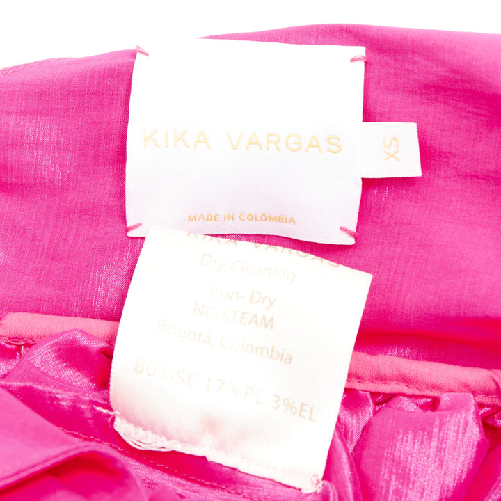 KIKA VARGAS Sue fuchsia pink silk blend bow shoulder babydoll dress XS