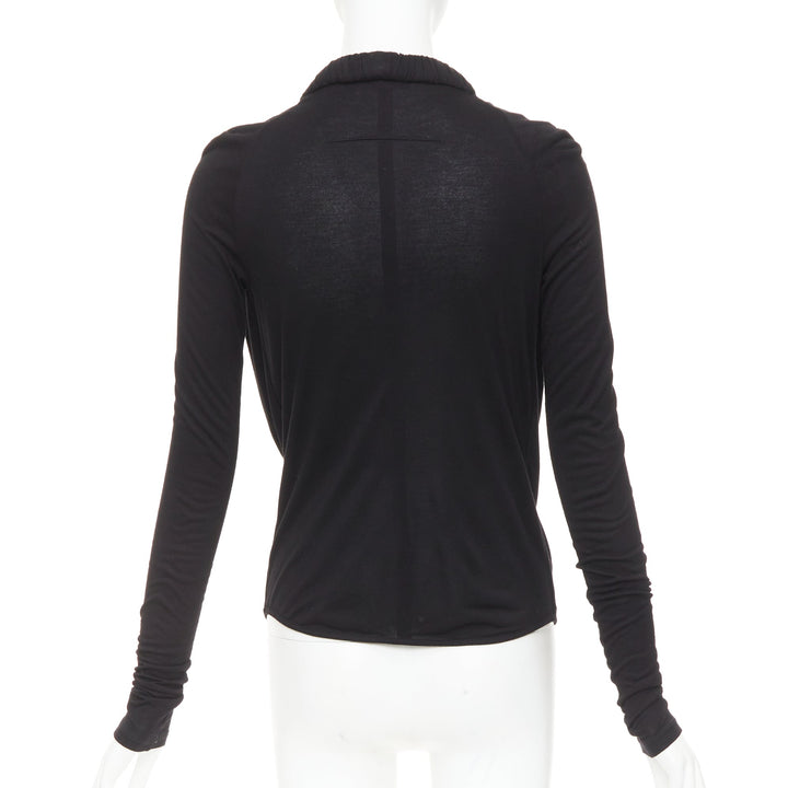 GIVENCHY black draped plunge cowl neck twist rope long sleeves top