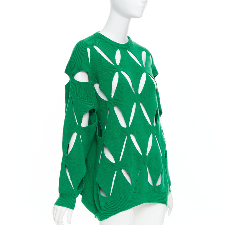 VALENTINO 2022 Pier Paolo Piccioli green virgin wool cut out sweater XXS
