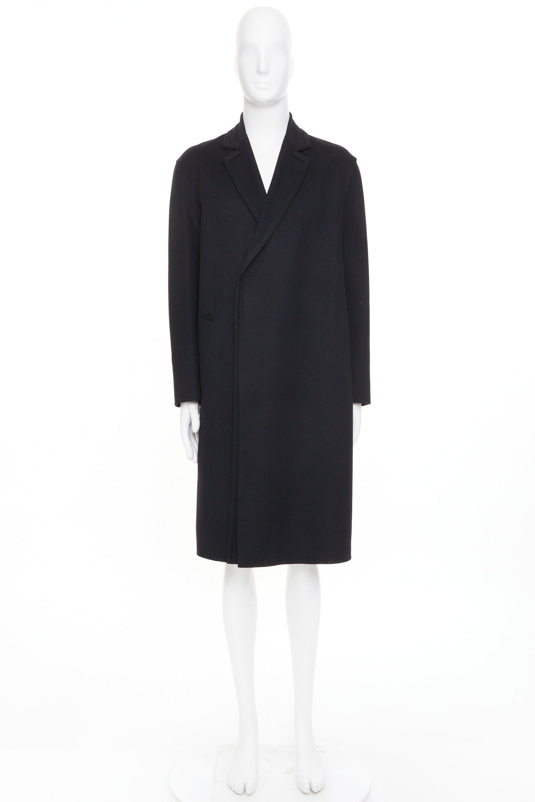 VALENTINO black virgin wool cashmere origami trims hidden closure coat IT44 XS