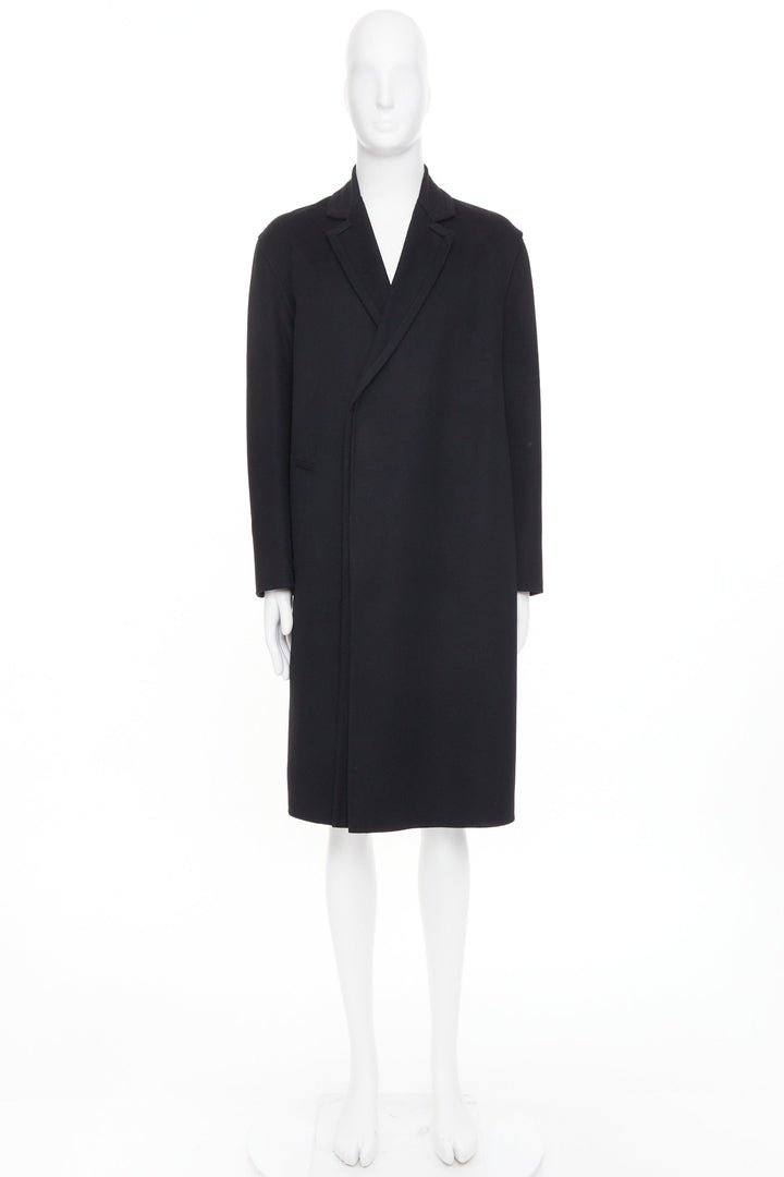 VALENTINO black virgin wool cashmere origami trims hidden closure coat IT44 XS