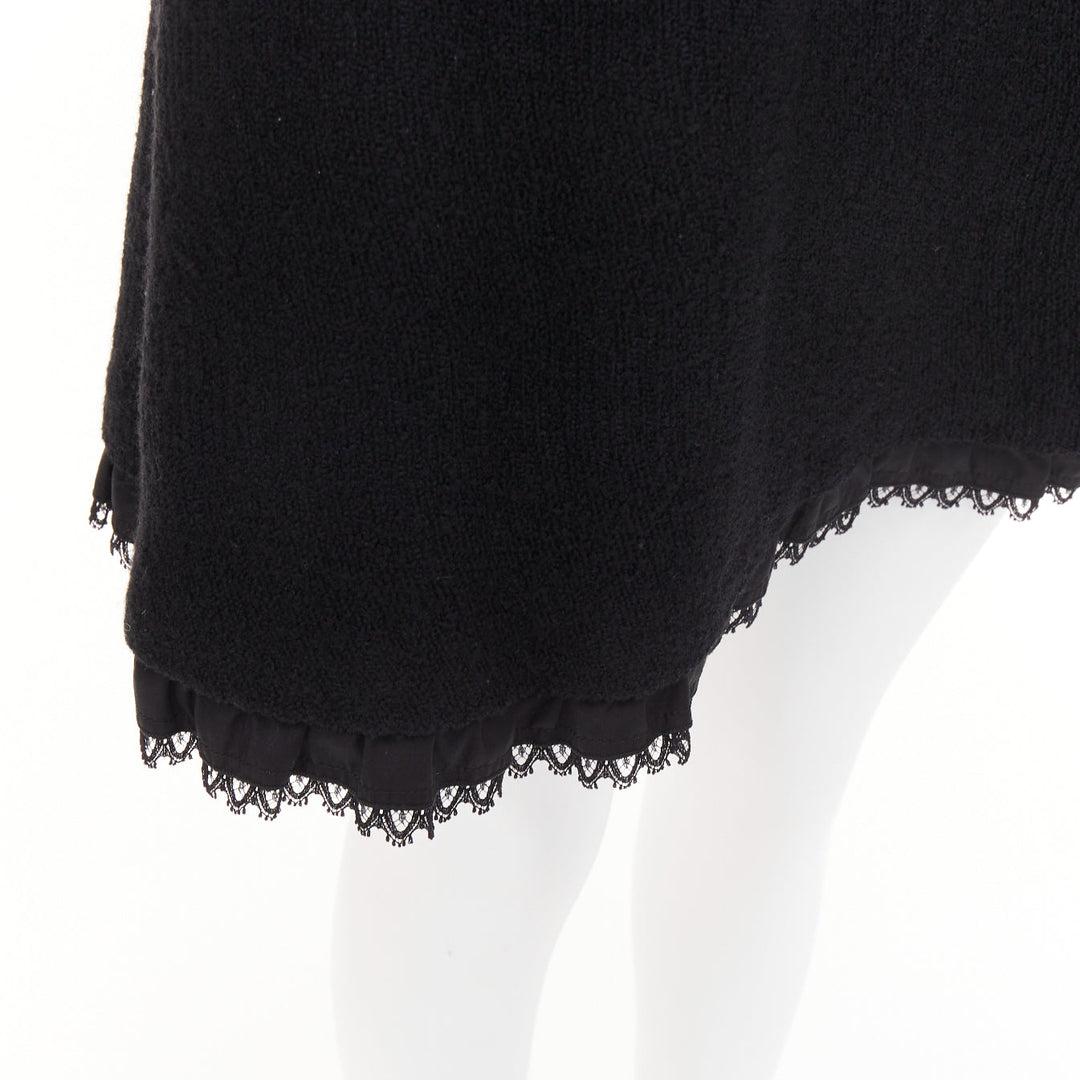 PRADA 2010 Runway black lace trim tiered bustier wool blend mini dress IT40 S