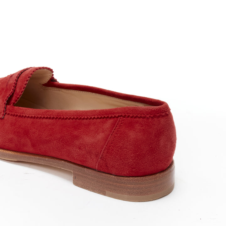 MANOLO BLAHNIK red suede leather classic penny loafer EU37