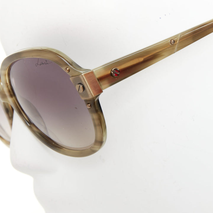 LANVIN 2012 SLN-505 print brushed metal hinge oversized butterfly sunglasses