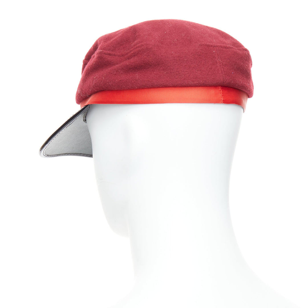 rare COMME DES GARCONS HOMME PLUS red wool blend PVC officer hat