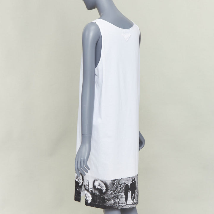 PRADA 2022 white cotton landscape print hem scoop tank dress XS