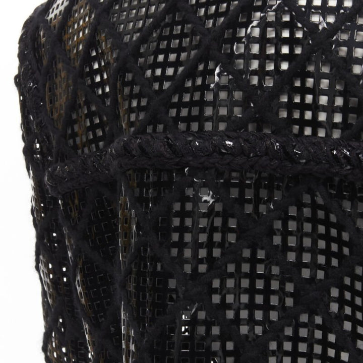 CHANEL 15K Brasserie Gabrielle Runway cutout PVC braided tweed jacket FR46 2XL