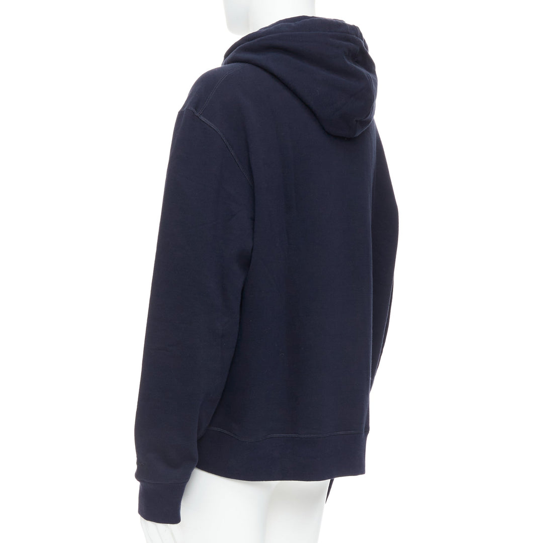 RALPH LAUREN Purple Label navy cotton horse embroidered hoodie XL