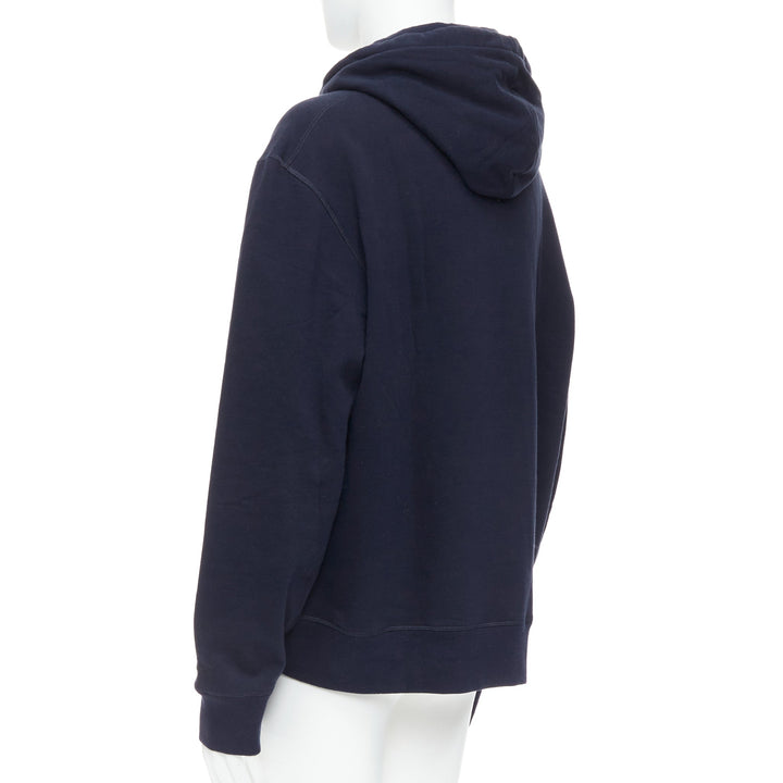 RALPH LAUREN Purple Label navy cotton horse embroidered hoodie XL