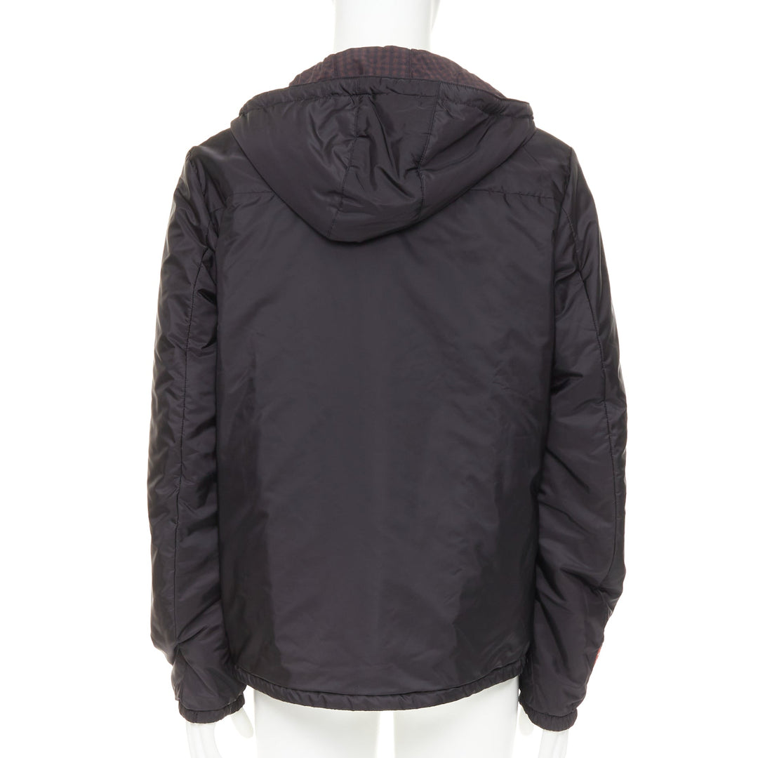 PRADA Linea Rossa 2014 Reversible black burgundy gingham windbreaker IT52 XL