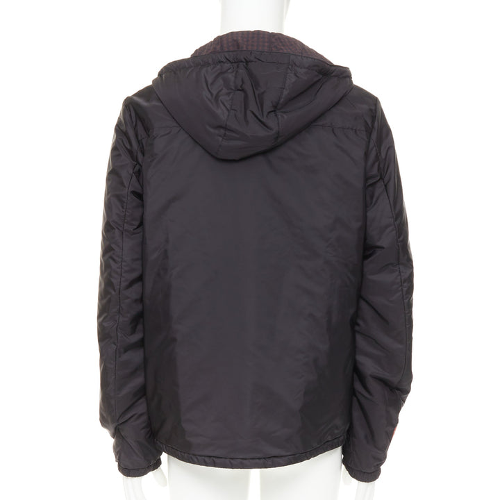 PRADA Linea Rossa 2014 Reversible black burgundy gingham windbreaker IT52 XL