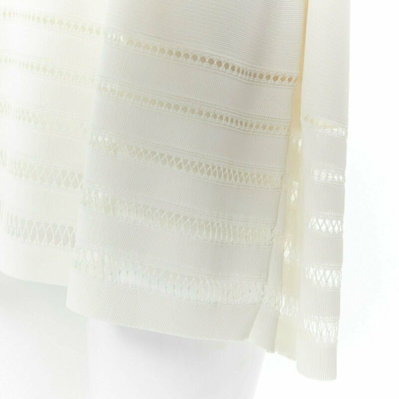 ALEXANDER MCQUEEN 100% viscose knit cream scoop neck ladder detail dress XS