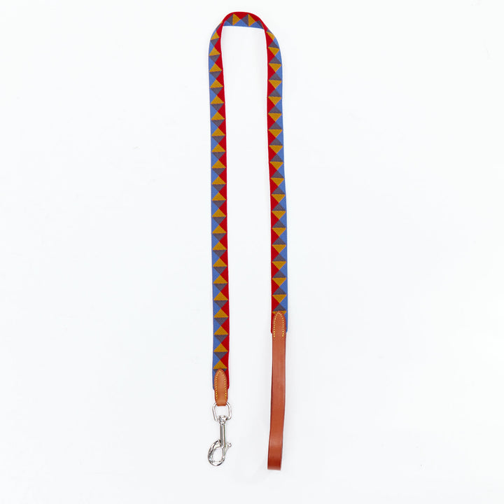 HERMES Medor Slim Dog Leash colorful red blue brown bridle leather