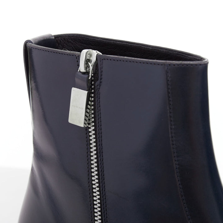DIOR MEN midnight blue calfskin silver zip minimal ankle boots EU43