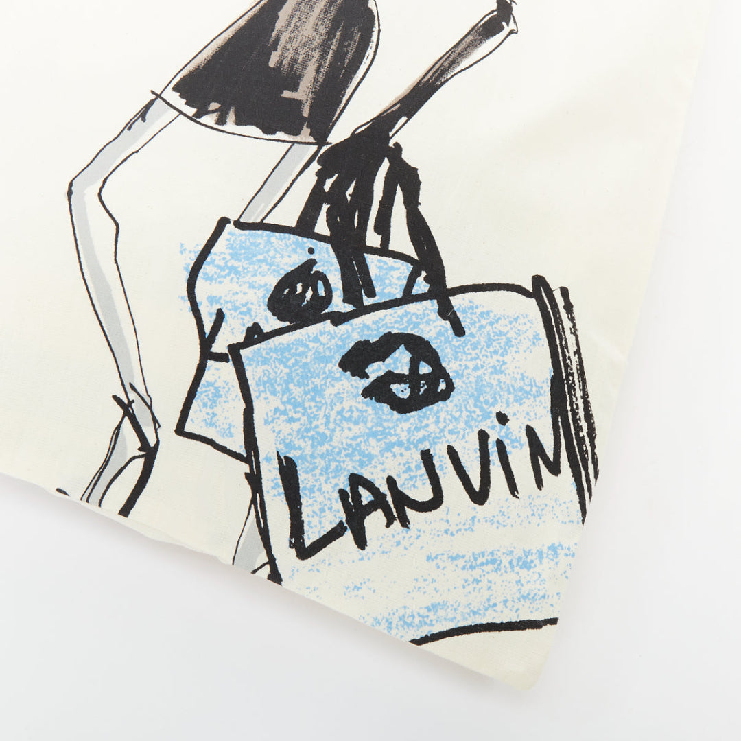 LANVIN I Want It All fashion sketch printed cotton canvas grosgrain tote bag