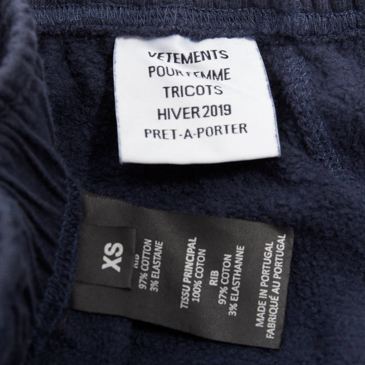 VETEMENTS 2019 Demna bicolor blue washed cotton deconstructed wrap skirt XS