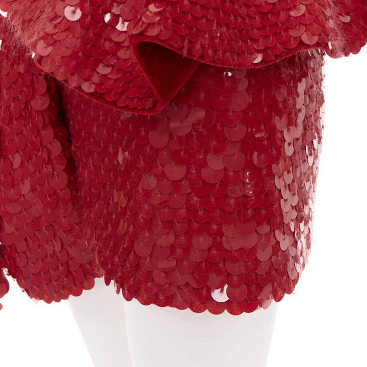 ALEXANDRE VAUTHIER COUTURE SS2022 Runway red gradient bead sequin peplum jacket