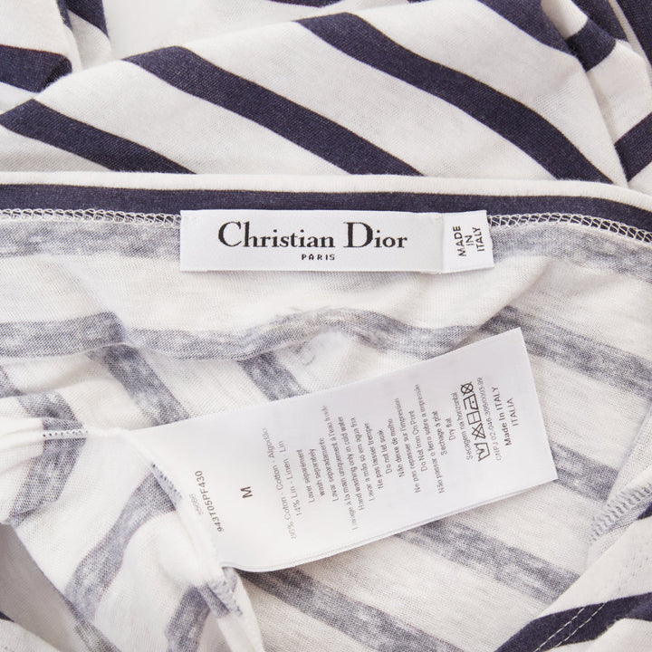 DIOR J'adior Portofino nautical navy white cotton linen mariniere tshirt M