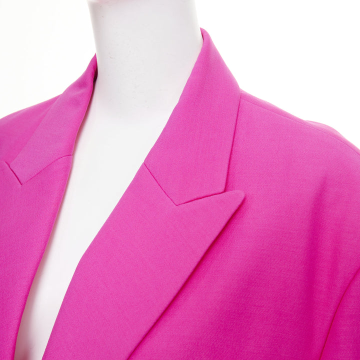 VALENTINO 2022 Runway Pink PP Oversized blazer pink wool silk jacket IT36 XS