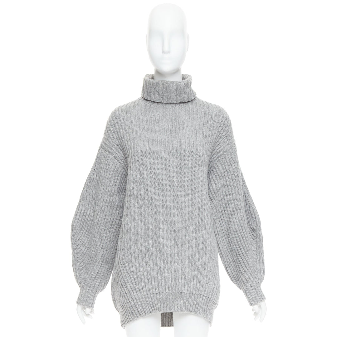 ACNE STUDIOS 2016 Isa grey wool chunky turtleneck ribbed sweater XS