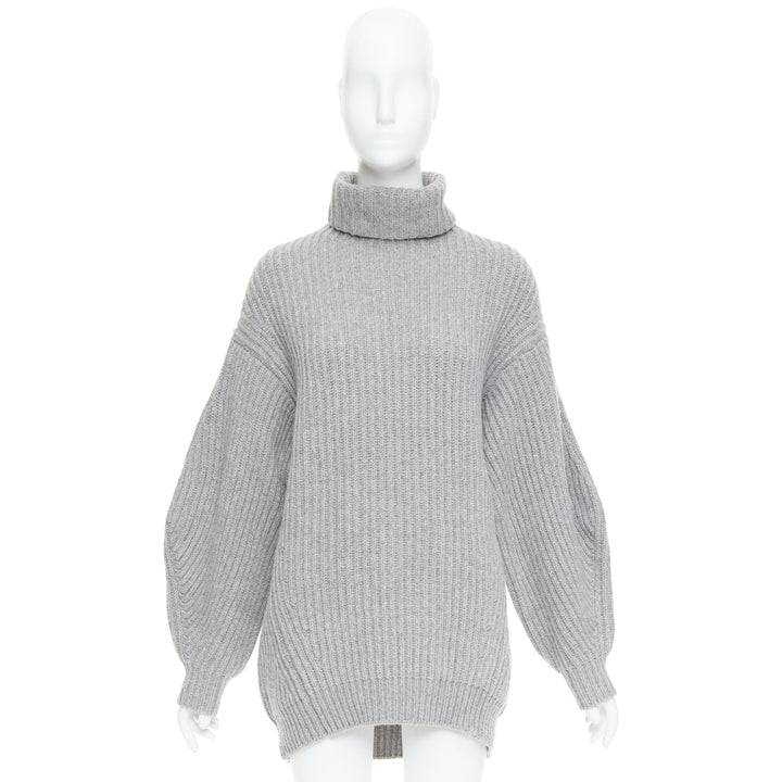 ACNE STUDIOS 2016 Isa grey wool chunky turtleneck ribbed sweater XS