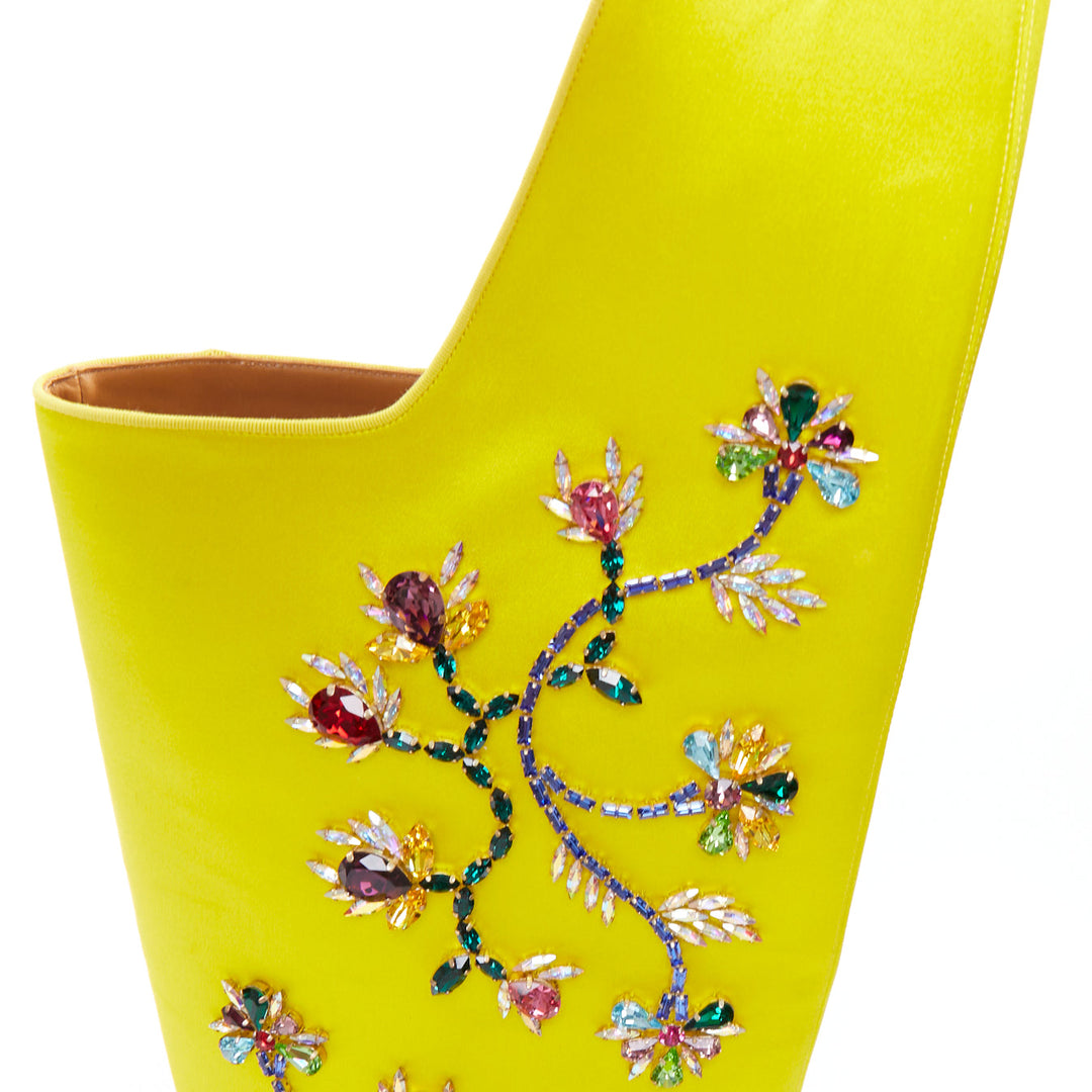rare CHRISTIAN LOUBOUTIN Morgan Fleur 70 yellow satin blossom western boots EU43