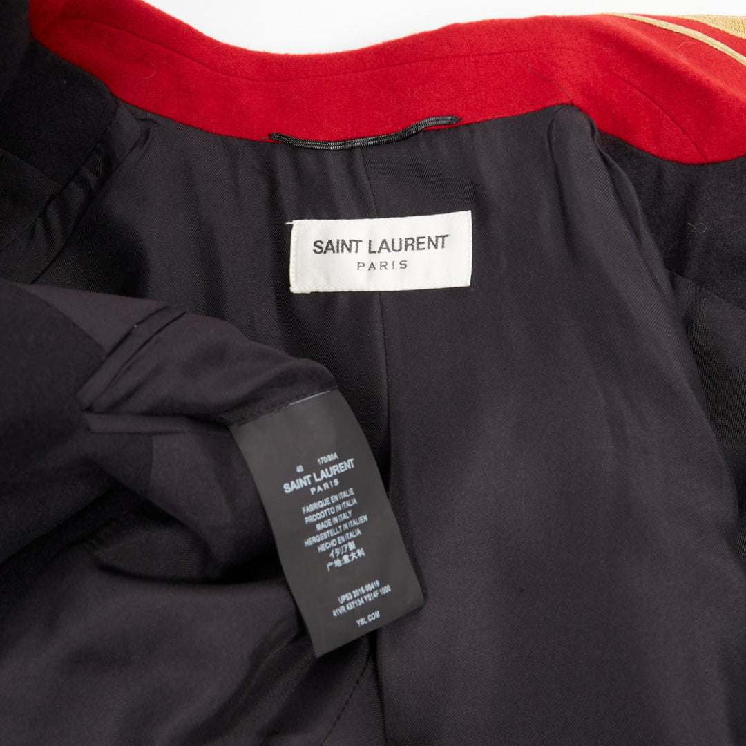 SAINT LAURENT 2016 Runway navy red gold Officer Napoleon wool blazer FR40 M