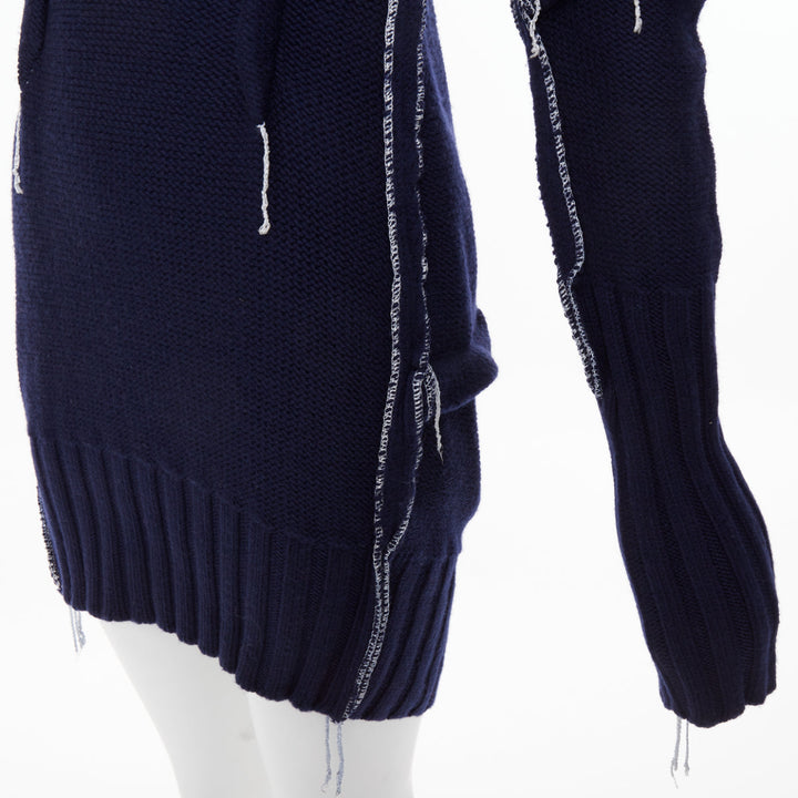 MAISON MARTIN MARGIELA H&M 2012 Re-Edition navy darted merino wool knit dress XS